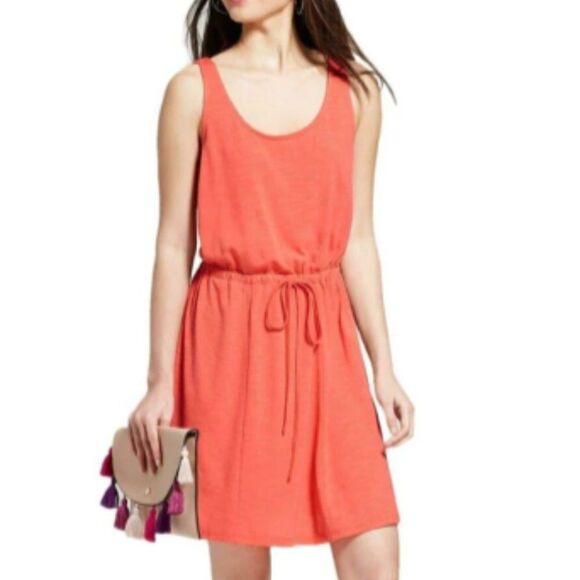 A NEW DAY WOMEN'S SLEEVELESS TIE WAIST KNIT TANK DRESS- SIZE MEDIUM - Picture 1 of 8
